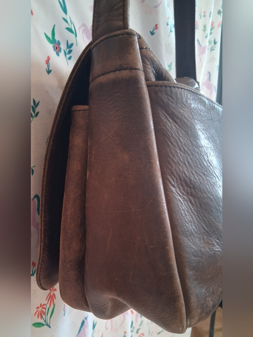 EUC Vintage 1970s Frank Clegg Brown Distressed Quiet Luxury Messenger Purse Bag - Picture 6 of 13